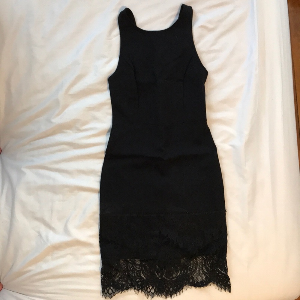 Black Bodycon Dress with Lace Bottom